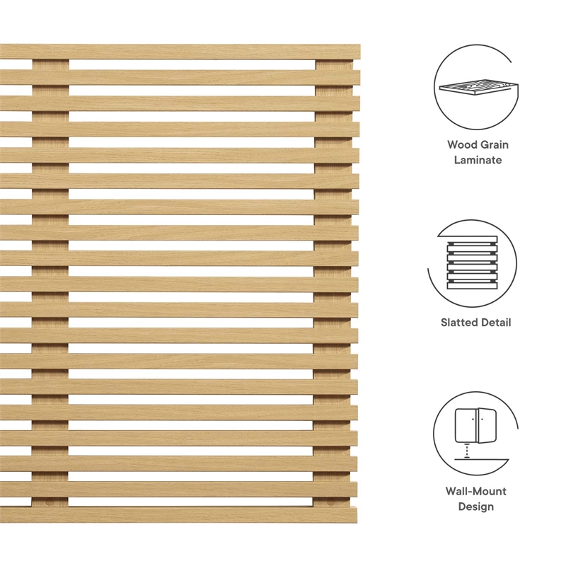 Modway Render Wall Mount Wood Twin Headboard with Mounting Hardware in Oak