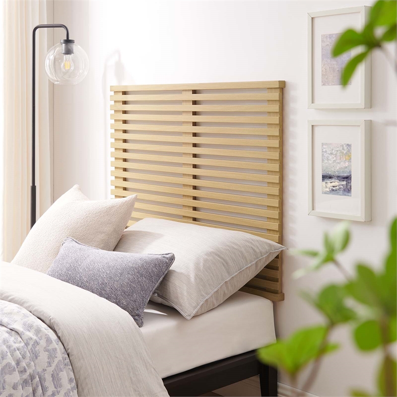 Modway Render Wall Mount Wood Twin Headboard with Mounting Hardware in Oak