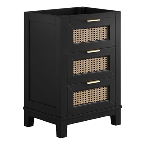 Modway Dixie 24&quot Solid Wood Bathroom Vanity Cabinet with Tapered Legs in Black