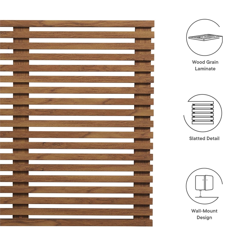 Modway Render Wall Mount Modern Wood Twin Headboard in Walnut