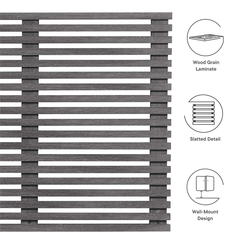 Modway Render Wall Mount Modern Wood King Headboard in Charcoal