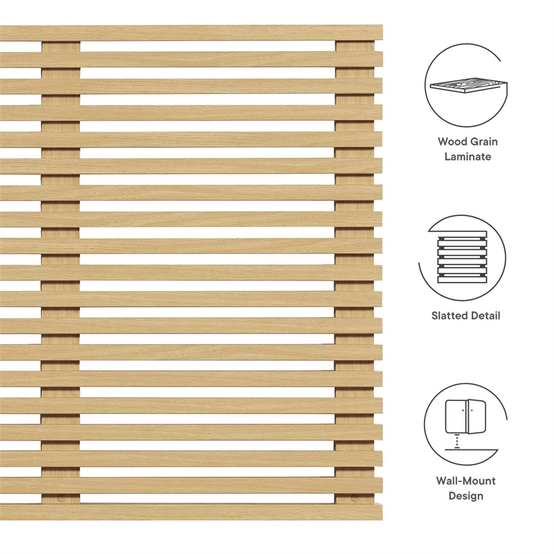 Modway Render Wall Mount Wood King Headboard with Mounting Hardware in Oak