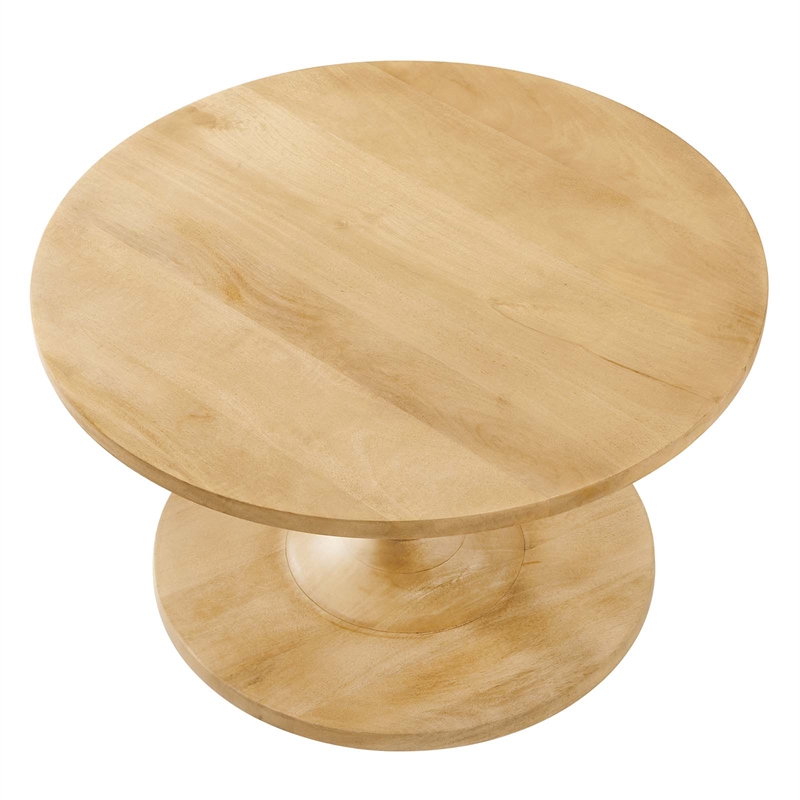 Modway Lina Round Wood Coffee Table with Tapered Pedestal Base in Oak