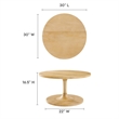 Modway Lina Round Wood Coffee Table with Tapered Pedestal Base in Oak