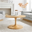 Modway Lina Round Wood Coffee Table with Tapered Pedestal Base in Oak
