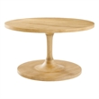 Modway Lina Round Wood Coffee Table with Tapered Pedestal Base in Oak