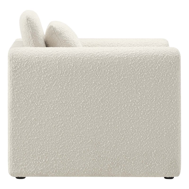 Modway Waverly Upholstered Modern Boucle Fabric Armchair in Ivory