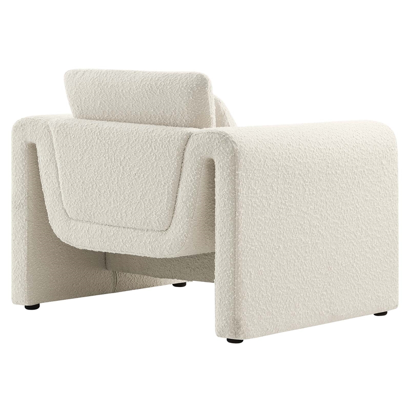Modway Waverly Upholstered Modern Boucle Fabric Armchair in Ivory