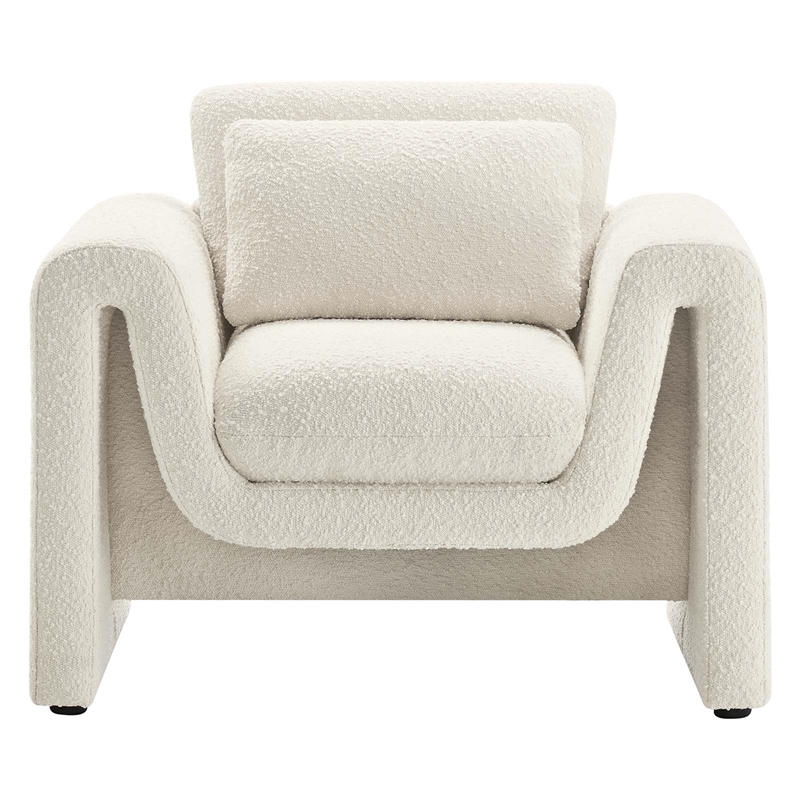 Modway Waverly Upholstered Modern Boucle Fabric Armchair in Ivory