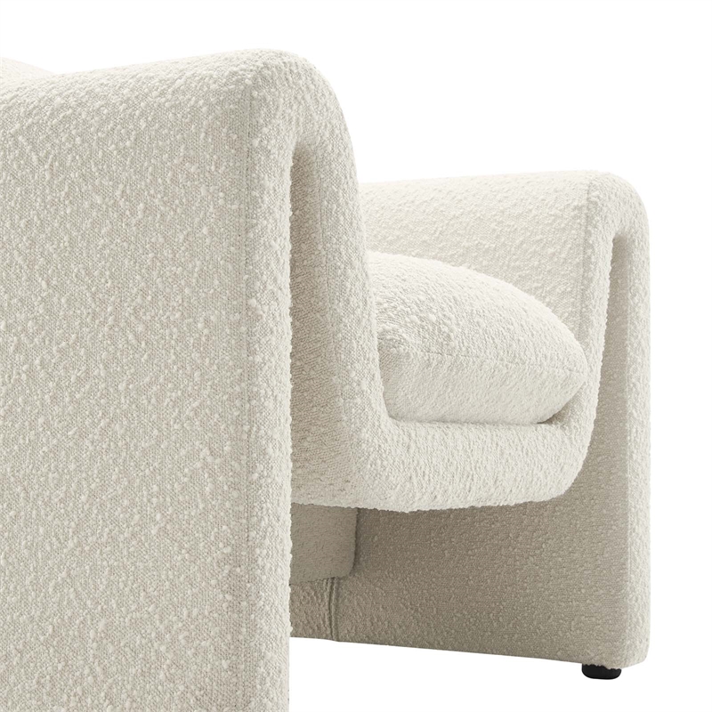 Modway Waverly Upholstered Modern Boucle Fabric Armchair in Ivory