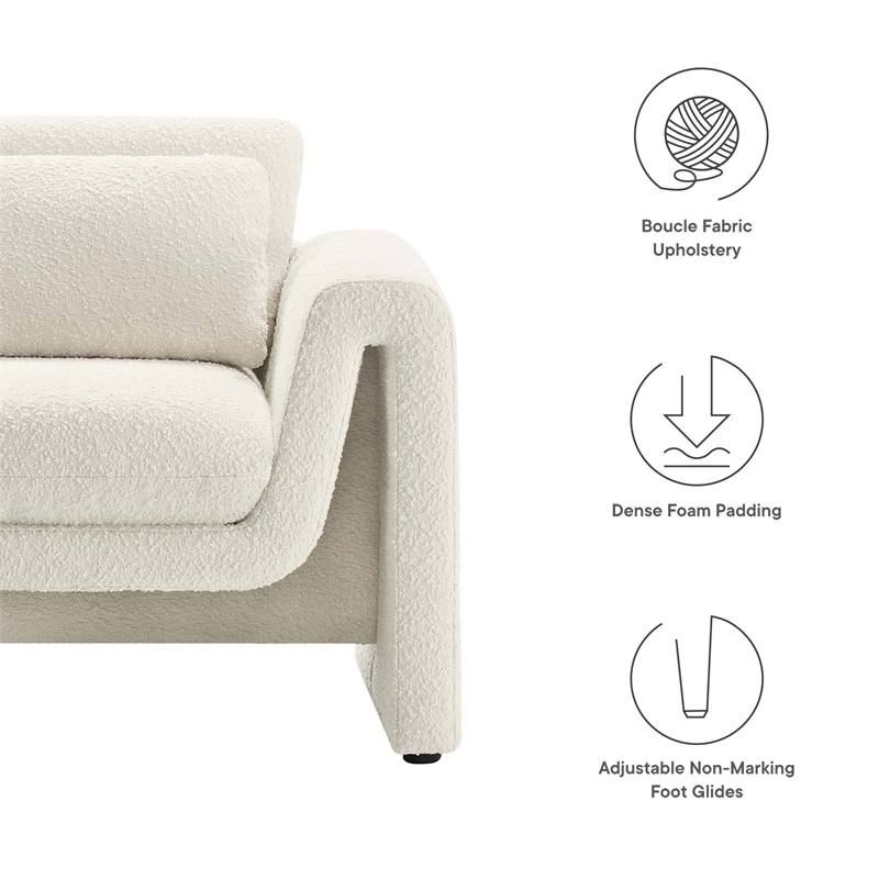 Modway Waverly Upholstered Modern Boucle Fabric Armchair in Ivory