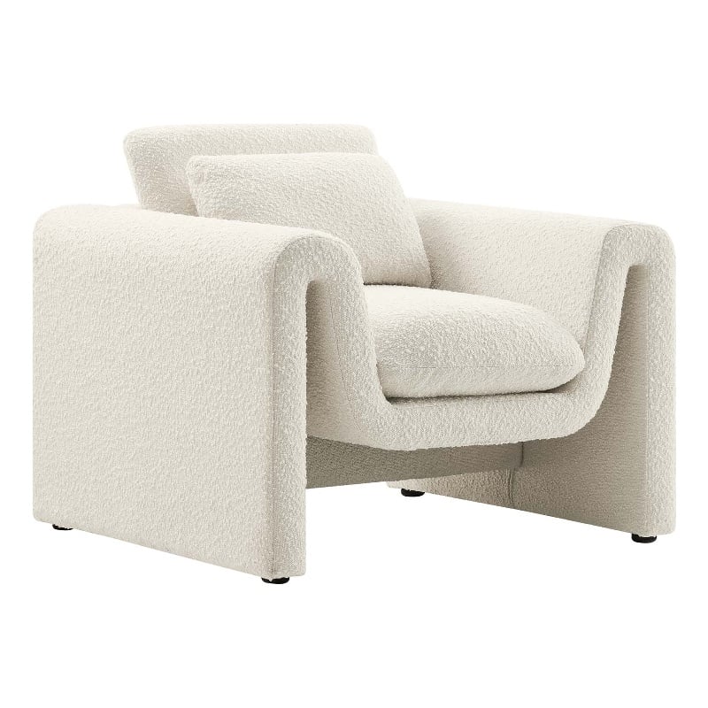 Modway Waverly Upholstered Modern Boucle Fabric Armchair in Ivory