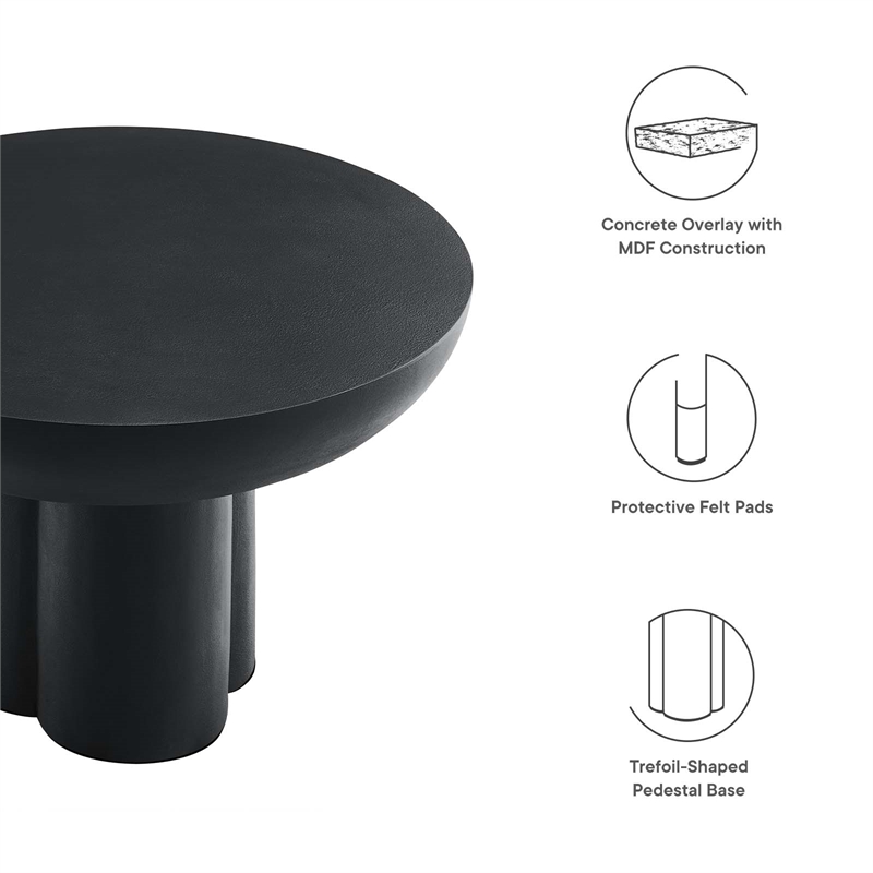 Caspian Round Concrete Coffee Table in Black