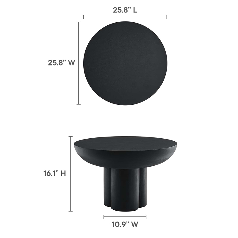 Caspian Round Concrete Coffee Table in Black