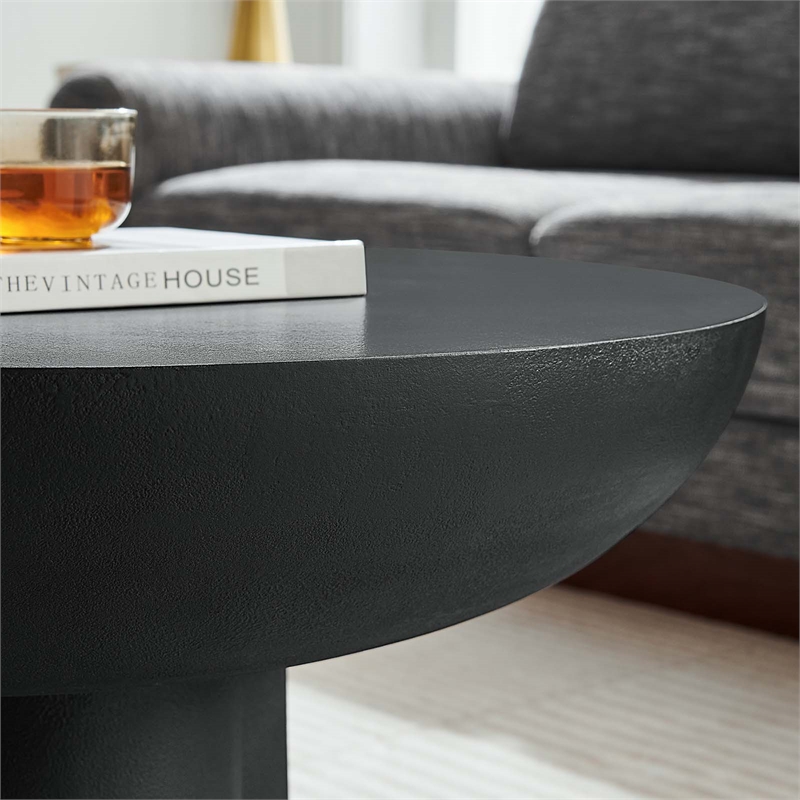 Caspian Round Concrete Coffee Table in Black