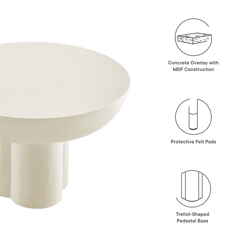 Caspian Round Concrete Coffee Table in White