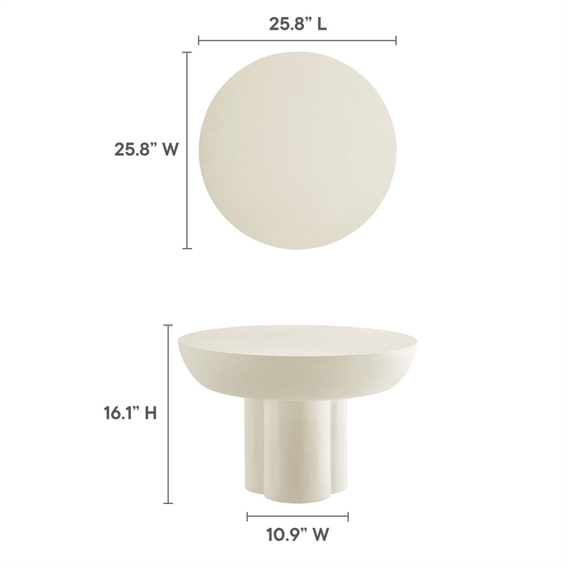 Caspian Round Concrete Coffee Table in White