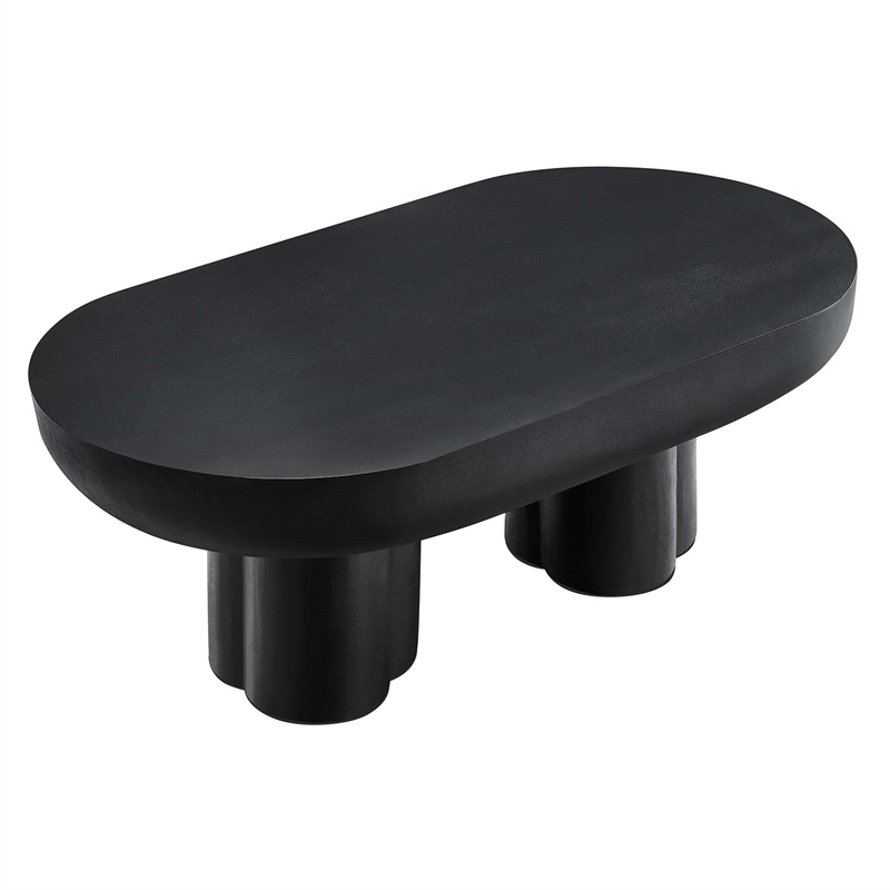 Caspian Oval Concrete Coffee Table in Black