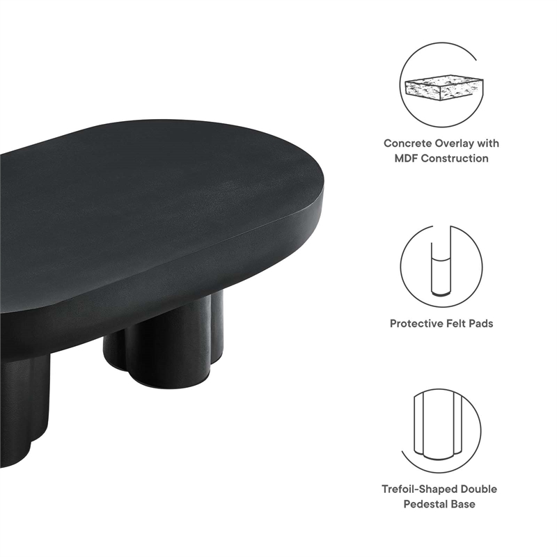 Caspian Oval Concrete Coffee Table in Black