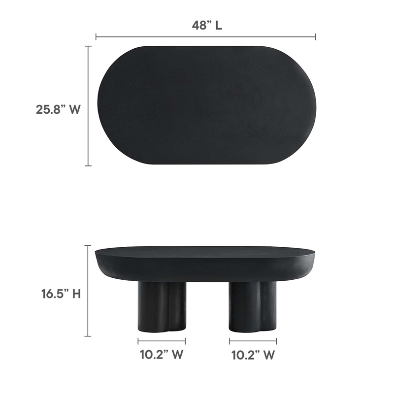 Caspian Oval Concrete Coffee Table in Black