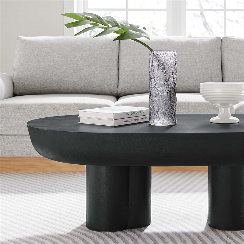 Caspian Oval Concrete Coffee Table in Black
