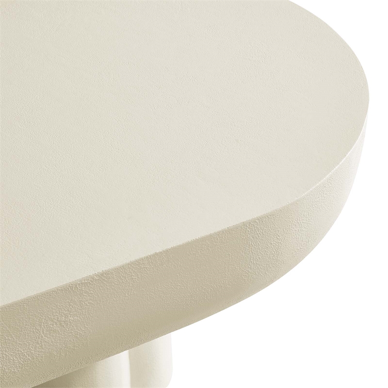 caspian oval concrete coffee table in white
