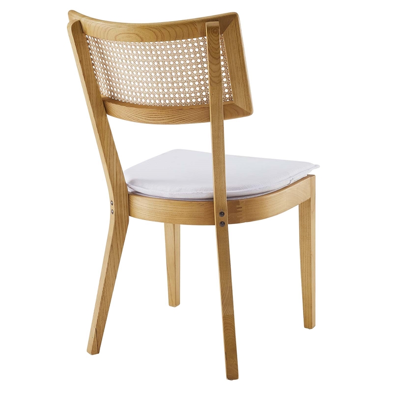 Caledonia Fabric Upholstered Wood Dining Chair Set of 2 in Natural White