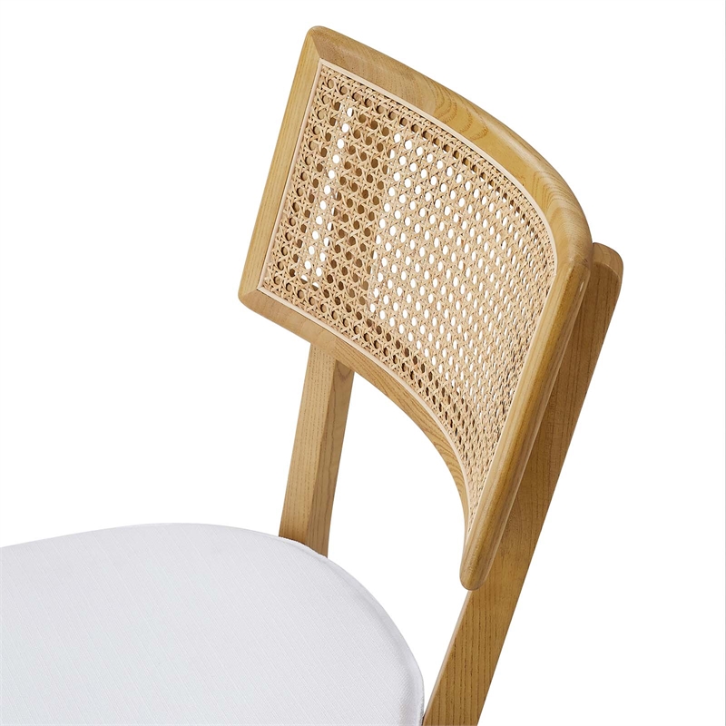 Caledonia Fabric Upholstered Wood Dining Chair Set of 2 in Natural White