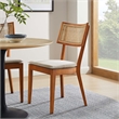 Caledonia Fabric Upholstered Wood Dining Chair Set of 2 in Walnut Beige