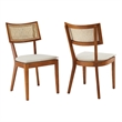 Caledonia Fabric Upholstered Wood Dining Chair Set of 2 in Walnut Beige