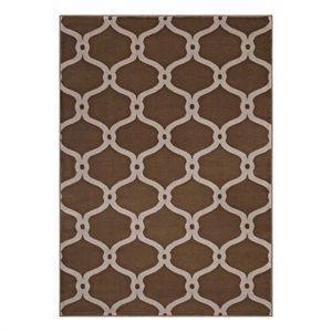 Beltara Chain Link Transitional Trellis 5x8 Area Rug in Dark Tan and Beige