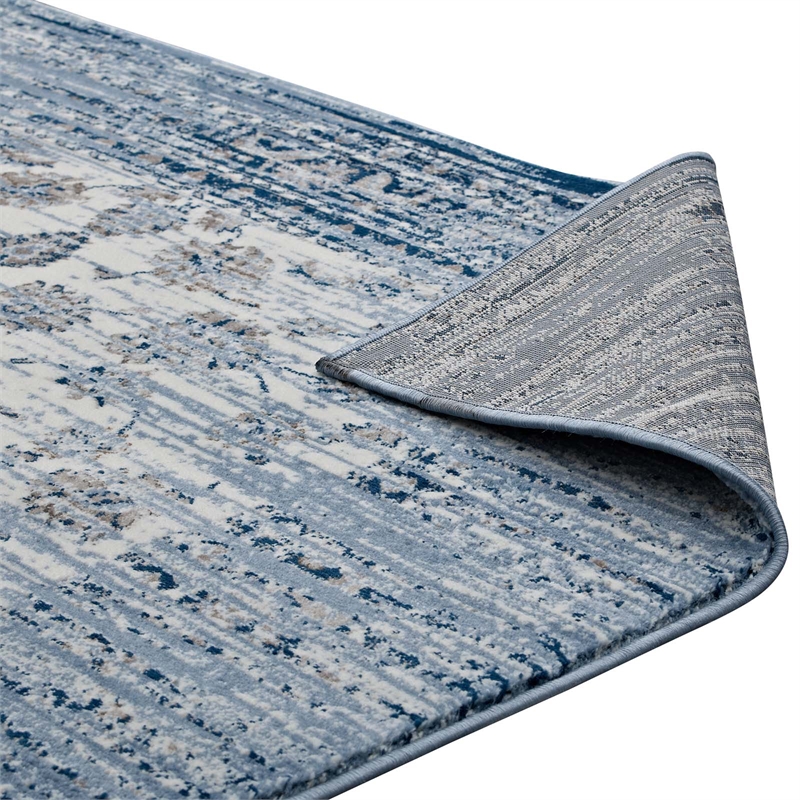 Distressed Floral Lattice Contemporary 5x8 Area Rug