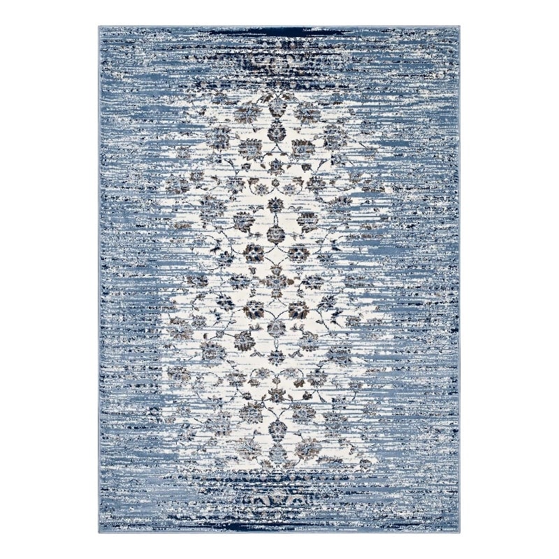 Distressed Floral Lattice Contemporary 5x8 Area Rug