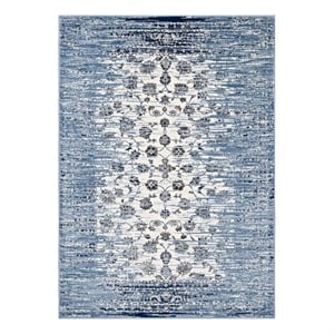 Distressed Floral Lattice Contemporary 8x10 Area Rug