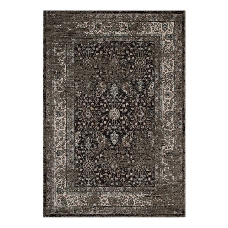 Berit Distressed Vintage Floral Lattice 8x10 Area Rug in Brown and Beige