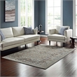 Enye Distressed Vintage Floral Lattice 8x10 Area Rug in Brown and Silver Blue