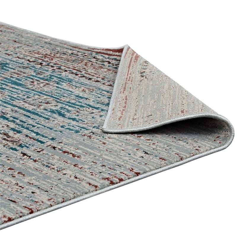 Distressed Contemporary Floral Lattice 5x8 Area Rug