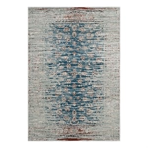 Distressed Contemporary Floral Lattice 8x10 Area Rug