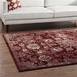 Cynara Distressed Floral Vintage Medallion 5x8 Area Rug in Burgundy and Beige