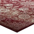 Cynara Distressed Floral Vintage Medallion 5x8 Area Rug in Burgundy and Beige