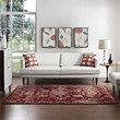 Cynara Distressed Floral Vintage Medallion 5x8 Area Rug in Burgundy and Beige