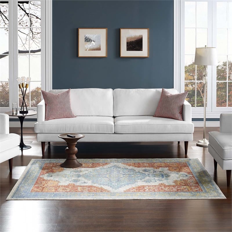 Citlali Distressed Southwestern Aztec 4x6 Area Rug in Multicolored
