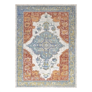 Citlali Distressed Southwestern Aztec 8x10 Area Rug in Multicolored
