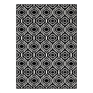Frame Transitional Moroccan Trellis 8x10 Area Rug in Black and White