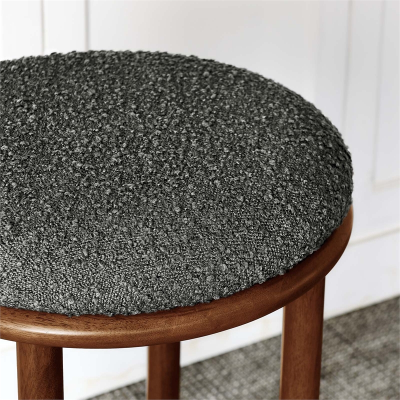Fable Boucle Fabric Bar Stools - Set of 2 in Walnut Charcoal