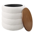 Mezzo Round Boucle Fabric Storage Ottoman in Cloud