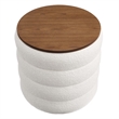 Mezzo Round Boucle Fabric Storage Ottoman in Cloud