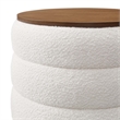 Mezzo Round Boucle Fabric Storage Ottoman in Cloud