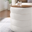 Mezzo Round Boucle Fabric Storage Ottoman in Cloud