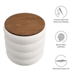Mezzo Round Boucle Fabric Storage Ottoman in Cloud